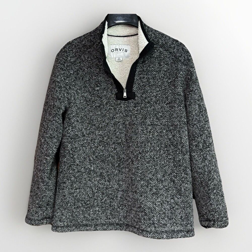 Orvis Knit Sherpa Sweater Men’s Size Medium 1/4 Zip Golf Casual Comfort Outdoor